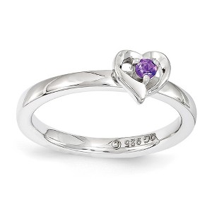 Black Bow Jewelry Sterling Silver Stackable Expressions Amethyst 6mm Heart Ring - 1 of 4