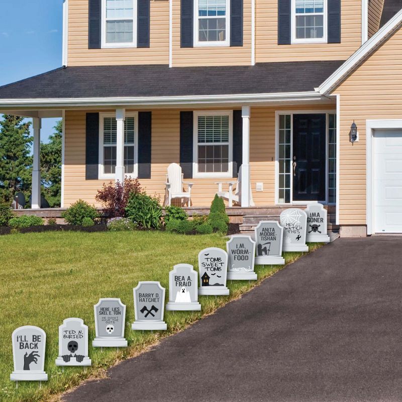 Big Dot of Happiness Funny Tombstones - Graveyard Lawn Decorations - Halloween Yard Decorations - 10 Piece, 4 of 10