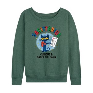 Women's - Pete the Cat - Sagittarius Lightweight French Terry Wide Neck Long Sleeve Shirt - 1 of 4