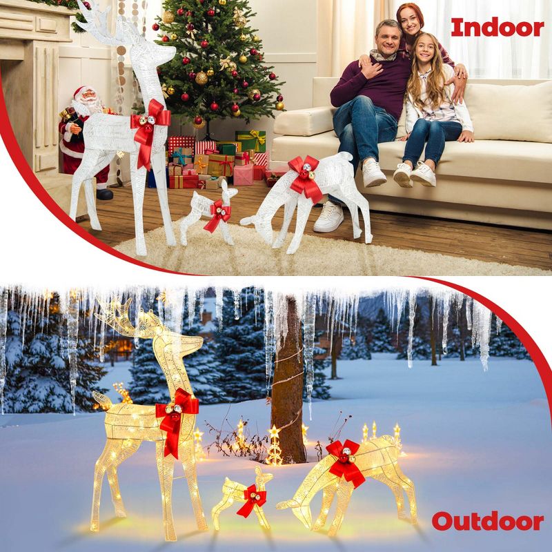 Costway 3 PCS Lighted Reindeer Family Set Pre-lit Christmas Decoration with 230 LED Lights, 5 of 11
