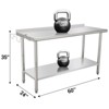 60X24x35 Inch Stainless Steel Work Table with Double Shelf, Heavy Duty Prep Station for Kitchen Restaurant or Garage Storage - 2 of 4