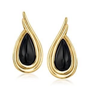 Ross-Simons Onyx Teardrop Earrings in 18kt Gold Over Sterling - 1 of 3