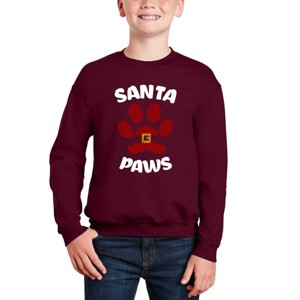 LA Pop Art Santa Paws - Boy's Word Art Crewneck Sweatshirt - 1 of 4