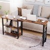 Rotating Sofa Side Table, 360° Free Rotating End Table with Charging Station, 2-Tier Hidden Couch Side Desk, Movable Laptop Table with Side Storage - 4 of 4
