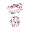 Hudson Baby Infant Girls Cotton Headband and Scratch Mitten Set, Botanical, 0-6 Months - 3 of 4