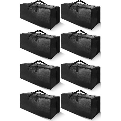 8 Pack Heavy Duty Extra Large Moving Bags with Backpack Straps - Strong Handles & Zippers, Storage Totes (Set of 8, Black)