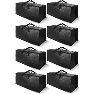 8 Pack Heavy Duty Extra Large Moving Bags with Backpack Straps - Strong Handles & Zippers, Storage Totes (Set of 8, Black) - 1 of 1