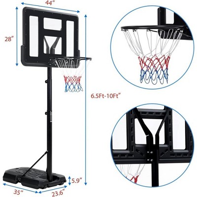 Adjustable Portable 44 Inch Black Basketball Hoop System