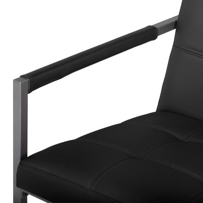 Camber Modern Black Leather Accent Chair with Metal Frame