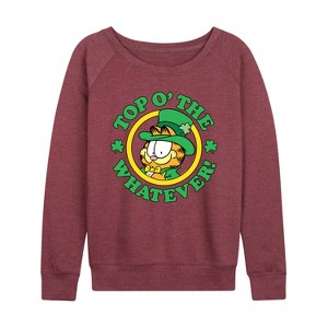 Women's - Garfield - Top O The Whatever Lightweight French Terry Wide Neck Long Sleeve Shirt - 1 of 4