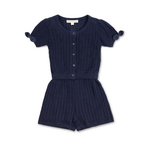 Hope & Henry Girls' Short Sleeve Button Front Sweater Romper, Kids, 6 - 1 of 3