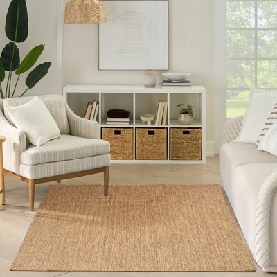 Natural Geometric Flat Woven Synthetic 5' x 7' Area Rug