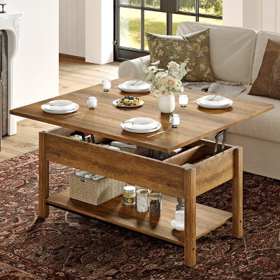 WOWLIVE Lift Top Coffee Table, 4-in-1 Multi-Function and Large Coffee Table with Storage