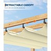 TROPOW  Outdoor Aluminum Pergola, Heavy-Duty Woodgrain Patio Pergola with Retractable Canopy Sun Shade & Side Mesh Curtain, Metal Gazebo - 4 of 4