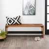 58" Solid Rustic Reclaimed Wood Entry Bench Honey - Saracina Home: Bottom Shelf, Seating for Hallway - 2 of 4