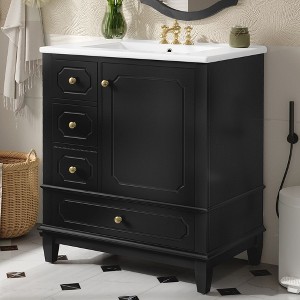 Whisen 30" Bathroom Vanity with Sink, Soft-Close Door & 3 Drawers - 1 of 4