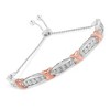 Haus of Brilliance Silver 1/4 Cttw Round-Cut Diamond X & Tapered Bar Miracle-Set Bolo Bracelet - 4 of 4