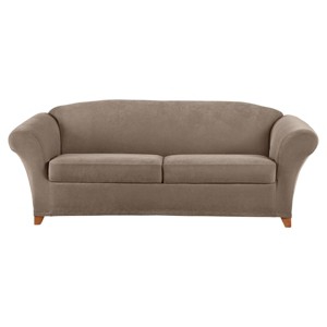 3pc Stretch Pique Sofa Slipcovers - Sure Fit - 1 of 4