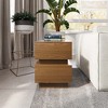 POVISON Mid-century Modern Square Side Table, 15.74'' Wood End Table, Walnut Color, Fully Assembly - 2 of 4