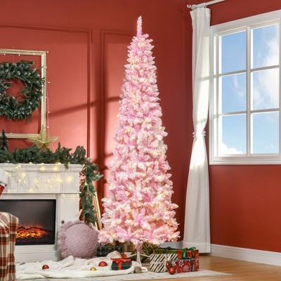 NicBex 6ft Prelit Snow Flocked Artificial Christmas Tree with 500 Branch Tips, Warm LED Lights and Metal Base for Indoor