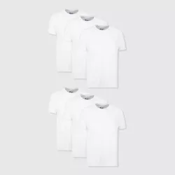 Hanes Men's 6Pk Crew Neck T-Shirt With Fresh IQ - White L