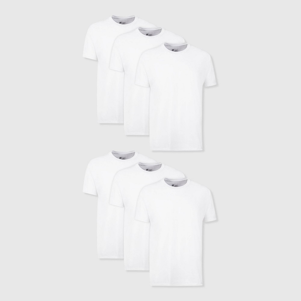 Hanes Men's Crewneck T-Shirt with Fresh IQ 6pk - White S