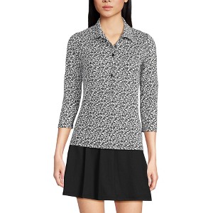 Lands' End Women's 3/4 Sleeve Active Polo Shirt - 1 of 3