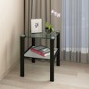 2 PCS Square Glass Side Table, Modern Two Layer End Table Set of 2 with Tempered Glass Tabletop, Tea Table - 4 of 4