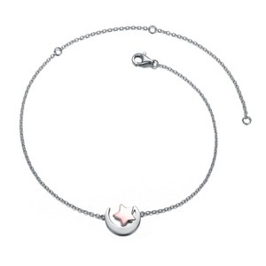 Guili Sterling Silver 18K Rose Gold Plated Lucky Star & Crescent Moon Charm Anklet, an Elegant & Adjustable Jewelry Piece for Any Occasion - 1 of 2