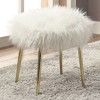 16" Vexley Square Faux Fur Glam Ottoman White/Gold - miBasics - image 2 of 3