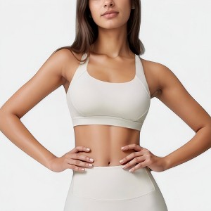 Anna-Kaci Active Women's Wide Strap Square Neck Sports Bra Top with Sculpted Seam Detail and Cropped Fit - 1 of 4