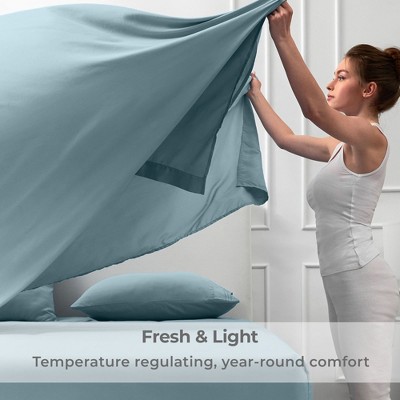 Twin Spa Blue Microfiber Deep Pocket Sheet Set