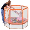 55'' Toddlers Trampoline with Safety Enclosure Net and Balls, Indoor Outdoor Mini Trampoline for Kids - 2 of 4
