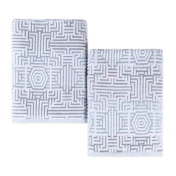 Cotton Modern Geometric Jacquard Soft Highly-Absorbent Bath Sheet Set of 2 by Blue Nile Mills