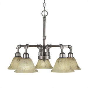 Toltec Lighting Vintage 5 - Light Chandelier in  Aged Silver with 7" Italian Marble Shade - 1 of 1