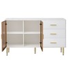NicBex Sideboard Buffet Cabinet with Marble Sticker Tabletop Sideboard Cabinet with Amber-yellow Tempered Glass Doors and Gold Metal Legs, White - 4 of 4