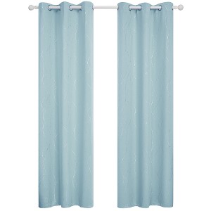 Deconovo Wave Line with Dots Blackout Curtains, 42-Inch Wide, 2 Panels - 1 of 4