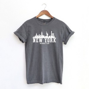 Simply Sage Market Women's New York Manhattan Short Sleeve Garment Dyed Tee - 1 of 2