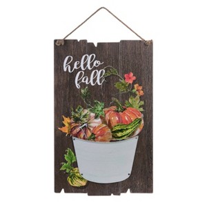Transpac Wood 19 in. Brown Harvest Dimensional Bucket Wall Decor - 1 of 2
