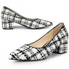 Allegra K Women's Pointy Toe Tweed Plaid Knitted Print Chunky Heels Pumps - 3 of 4
