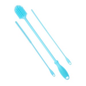 Unique Bargains Silicone Bottle Brush with 2 Straw Brush  for Cleaning Narrow Neck Containers Sport Bottles - 1 of 4