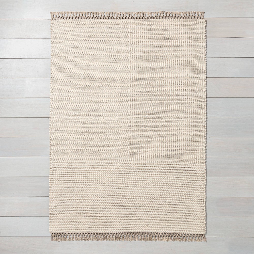 Photos - Area Rug 9' x 12' Heathered  Oatmeal - Hearth & Hand™ with Magnolia: Handma