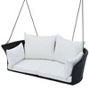 51.9" Outdoor 2-Person Rattan Wicker Hanging Swing Chair with Ropes and Cushions, All-weather Design - 3 of 4