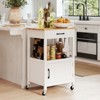Tangkula Small Kitchen Island on Wheels Mobile Trolley Cart Barn Door Drawer Hooks - 2 of 4
