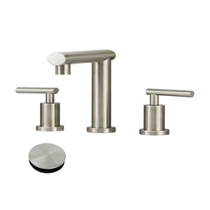 Brushed Nickel 3-Hole Low-Arch 8 Inch Widespread Bathroom Faucet, Vanity Sink Faucet with Pop Up Drain Assembly and Water Supply Lines for Lavatory - 1 of 4