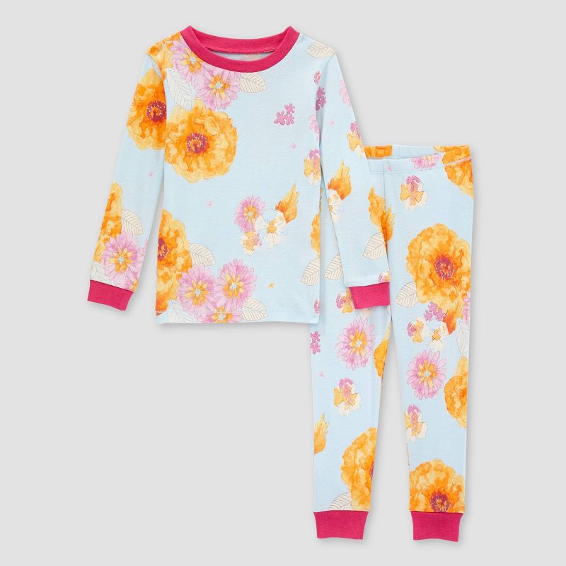 Burt's Bees Baby® Toddler Girls' 2pc Organic Cotton Tight Fit Pajama Set, 1 of 5