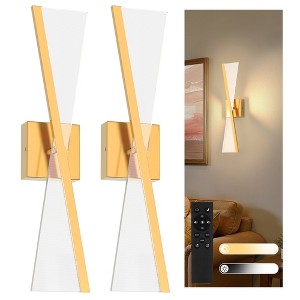 YANSUN 2-Pack Windmill Spot LED Wall Light, Built-in LED, 2700K-6000K, Copper Plated, Remote Control, Timer - 1 of 4