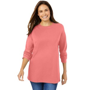 Woman Within Plus Size Perfect Long-Sleeve Crewneck Tee - 1 of 4