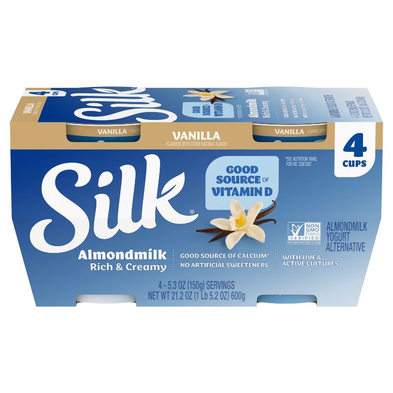 Silk Vanilla Almond Milk Yogurt Alternative - 4ct/5.3oz Cups, 3 of 11