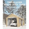 10'x20' Heavy Duty Wind-Resistant Carport, Reinforced Portable Garage Shelter with 180g PE Canopy and Dual Doors, All-Weather Protection for Trucks - 3 of 4